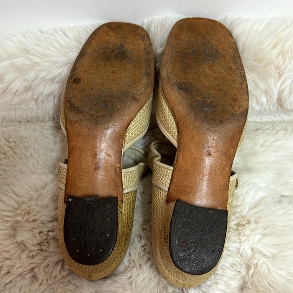 Vintage Mid-Century Genuine Snakeskin Power Brass Buckle Mary Janes - Picture 7 of 17